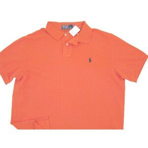 NEW Polo Ralph Lauren Polo Shirt! M Weathered Orange With Navy Blue Polo Player